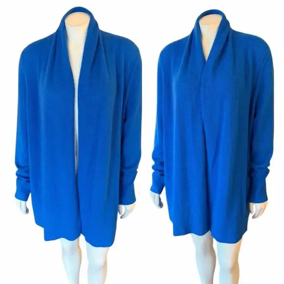 White + Warren Cobalt Blue Cashmere Cardigan Soft Large - Picture 1 of 10